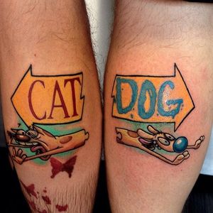 Catdog tattoo by Morgan Rose Gray. #catdog #nickelodeon #cat #dog #cartoon