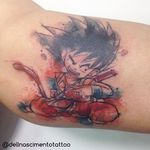 Goku Tattoo by Dell Nascimento #goku #watercolor #watercolorartist #contemporary #DellNascimento