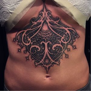 Pretty dotwork tattoo by Mona Wanner #MonaWanner #ornamental #geometric #dotwork #negativespace