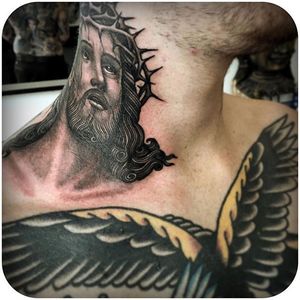 🙏 @timhendricks #tattoodo #jesus #blackandgrey #religious