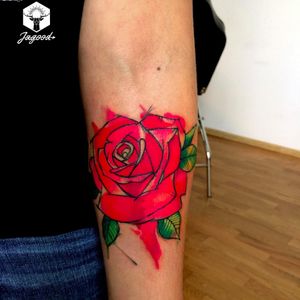 Rose tattoo by Jagood #Jagood #JagoodTattoo #watercolor #warsaw #polishartist #watercolorrose #tattooflash #rose #flower #plant
