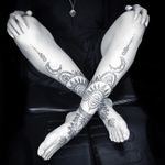 Mehndi inspired tattoos by Matt Stopps #MattStopps #monochrome #ornamental #mehndi #unalome