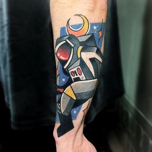Astronaut Tattoo by Mike Boyd #abstract #cubism #moderntattooing #MikeBoyd #robot