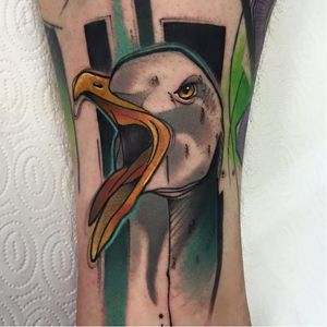 Seagull tattoo by Julian Hets #JulianHets #watercolor #graphic #sketch #seagull #bird