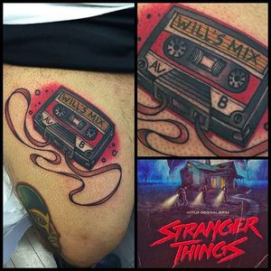 Will's Mix Tape in Stranger Things. Tattoo by Rick Moreno @slickrick_ec #StrangerThings #Netflix #tvshow #tvseries #WillByers #Mixtape #tape