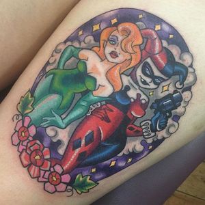 Poison Ivy and Harley Quinn Tattoo by Sarah K #poisonivy #posionivypinup #pinup #batman #dc #comics #comicbook #SarahK