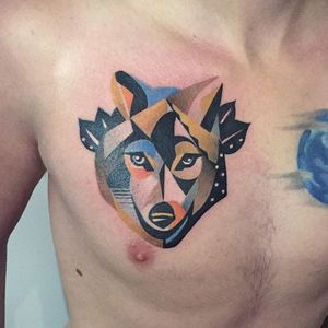 Geometric wolf tattoo. By Karl Marks. #geometric #abstract #KarlMarks #animal #wolf