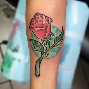 Beauty and the Beast tattoo by Jay Blackburn. #beautyandthebeast #disney #fairytale #rose