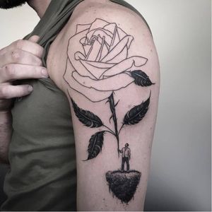 Black flower tattoo by Isaac Tattoo WIP #IsaacTattoo #blackflowertattoos #WIP