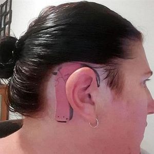 Photo from Stacey Meikle. #cochlearimplant #medical #tattooedmom #hearingimpaired #hearingimpairment #tattooedparents #love