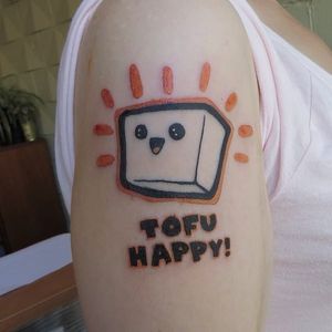Tofu happy by Casper Macabre (via IG -- arcanebodyarts) #caspermacabre #tofu #tofutattoo