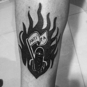 Antifa tattoo (via IG -- fritatu) #antiracist #antiracisttattoo #antiracism #antiracismtattoo