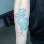 Blue ink snake tattoo by Mirko Sata. #MirkoSata #STTTVision #linework #yinyang #blueink #contemporary #snak