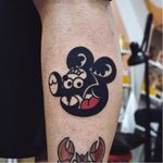 Mickey Mouse Felix tattoo by Woo Loves You #woolovesyou #tvtattoos #felix #blackfill #linework #cartoon #newtraditional #MickeyMouse #Disney #portrait #felixthecat #cat #kitty #cute #tattoooftheday