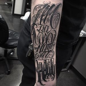 'All In Or Not At All' Tattoo by Vince Le #lettering #script #darklettering #letteringartist #darkartist #VinceLe