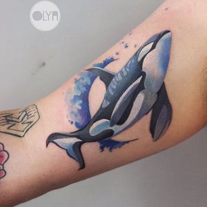 Whale Tattoo by Olya Levchenko #whale #watercolorwhale #watercolor #watercolorartist #contemporary #colorful #OlyaLevchenko
