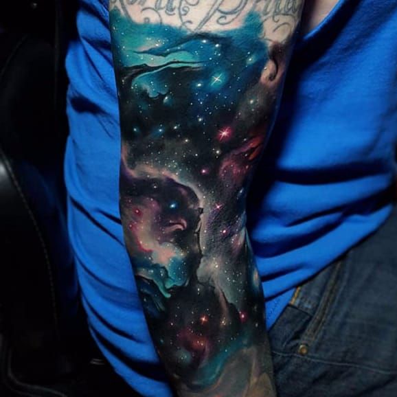Tattoo uploaded by Charlie Connell  This space scene covers up an unwanted  tattoo Via Instagram tylermalek TylerMalek CoverUpTattoos coverups  spacetattoo startattoo  Tattoodo