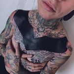 tattoo byDelphine Noiztoy #tattooedgirls #black #blastover #blacktattoo #delphinenoiztoy