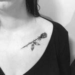 Rose tattoo by Jesse Smith. #rose #blackandgrey #longstemmedrose