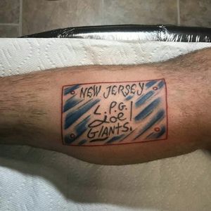 Joe Ruback's signature tattooed on a person's arm. #NewYorkGiants #NewYork #JoeRuback #LicensePlateGuy