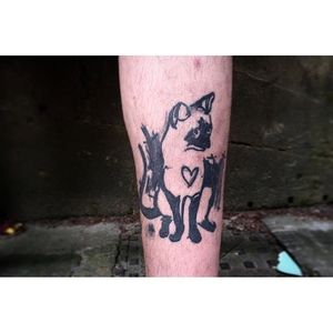 Doodle cat tattoo. #doodle #primitivism #Funns #UK #cat