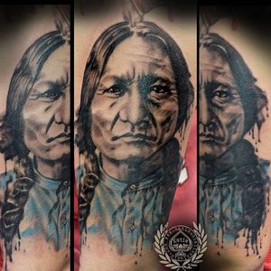 Sitting Bull Tattoo by Katie Cain #SittingBull #NativeAmerican #Portrait #KatieCain
