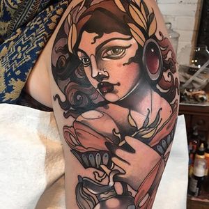 Mythological neo traditional tattoo by Gia Rose #GiaRose #neotraditional #woman