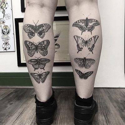 Butterflies by Barb Rebelo #BarbRebelo #butterfly #blackandgrey #tattoooftheday