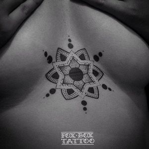 Mandala tattoo by Alexey Rebrunov #AlexeyRebrunov #geometric #ornamental #mandala #dotwork #blackwork