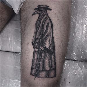 Plague Doctor Tattoo by Klaudia Hołda #plaguedcotor #blackwork #traditional #KlaudiaHolda