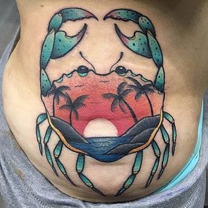 Beach tattoo by Carlos Lujan. #beach #summer #paradise #ocean #vacation #getaway #crab