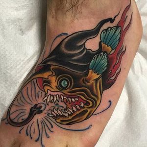 Reaper Anglerfish Tattoo by @klem_diglio #anglerfish #anglerfishtattoo #anglerfishtattoos #angler #anglertattoo #fish #fishtattoo #traditional #traditionalanglerfish #klemdiglio