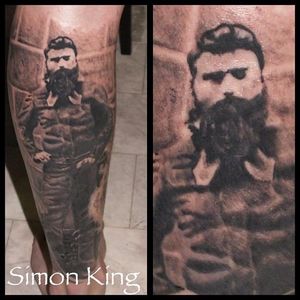 Ned Kelly Tattoo by Simon King #NedKelly #NedKellyTattoo #OutlawTattoo #FolkloreTattoos #AustralianTattoos #SimonKing