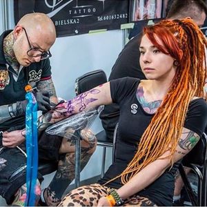 Photo by Kera Kerson of tattooist Bam Bam at work, taken from Instagram @tattoofestconvention #Krakow #TattooFest #Poland #BamBam