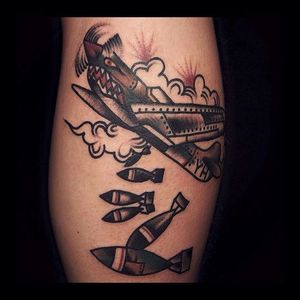 Warhawk tattoo by @tattooer_matz #warhawk #p40 #plane #traditional #tattooermatz