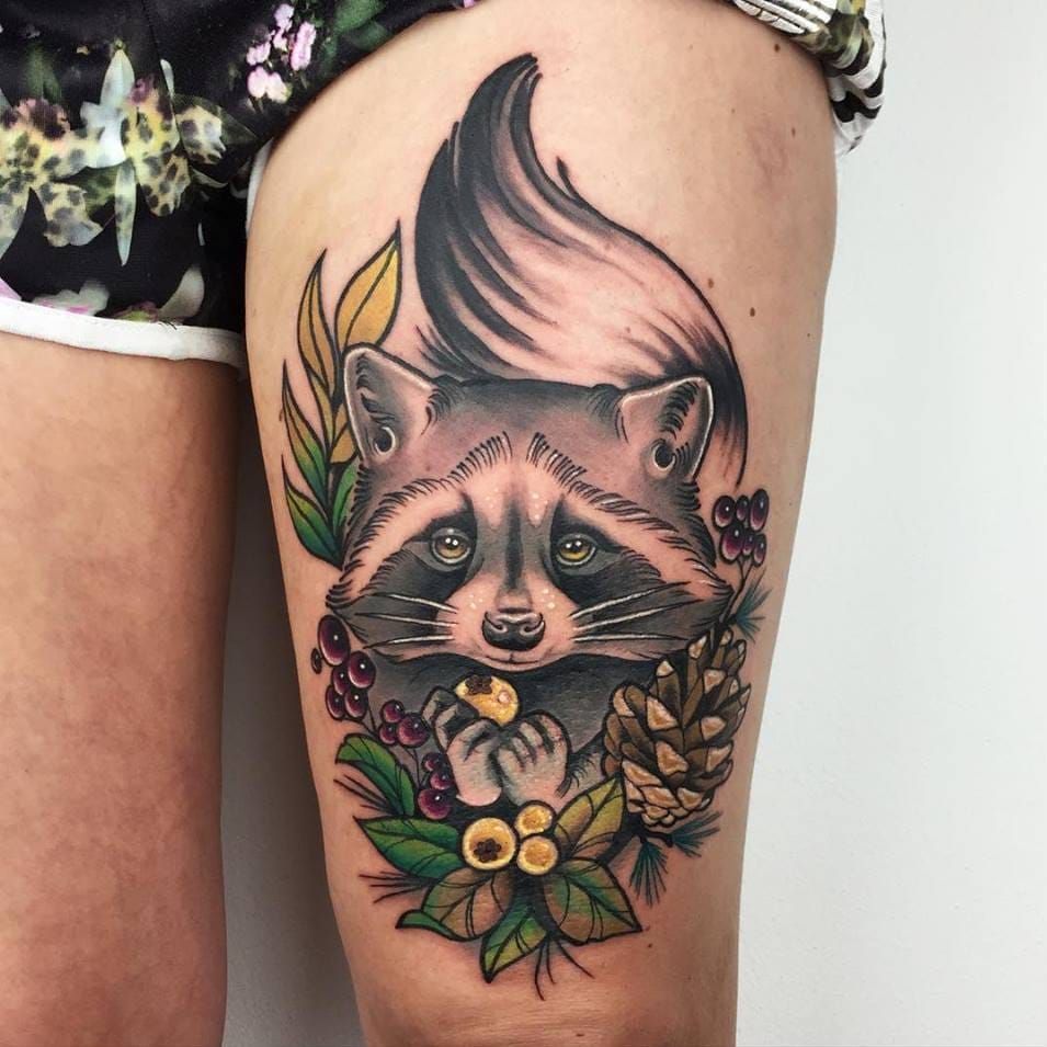 Neo traditional raccoon by Jade For  Good Times Tattoo  Facebook