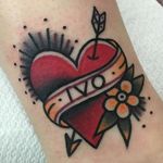 Traditional American style tattoo by Jeroen Van Dijk. #JeroenVanDijk #Amsterdam #traditionalamerican #traditional #heart