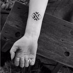Geometric tattoo by Wsciekly Kot #WscieklyKot #handpoked #baltic #nordic #slavic #traditional #geometric #dotwork #blackwork #pattern