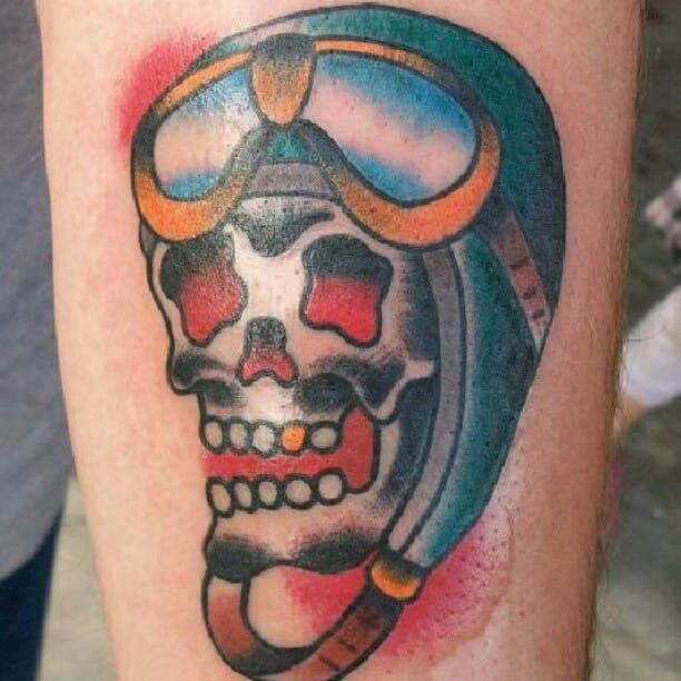 Tattoo uploaded by Robert Davies • Pilot Skull Tattoo by Troy Brett  #pilotskull #skull #traditional #TroyBrett • Tattoodo