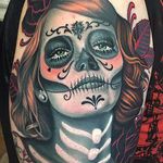 La Catrina tattoo by Megan Massacre (instagram @megan_massacre) #MeganMassacre #LaCatrina #diadelosmuertostattoo #Lady #Skull