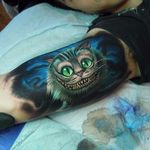 Cheshire cat tattoo done at Bang Bang NYC. #cheshirecat #aliceinwonderland #bangbang
