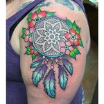 Dreamcatcher Tattoo by Katie McGowan #Traditional #BoldTattoos #ColorfulTattoos #Colorful #KatieMcGowan