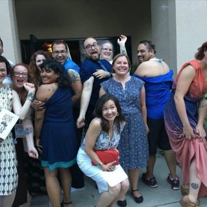A bunch of awesome, tattooed librarians at the YMAs. #AmericanLibraryAssociation #CaldecottMedal #Caldetatts #librarians