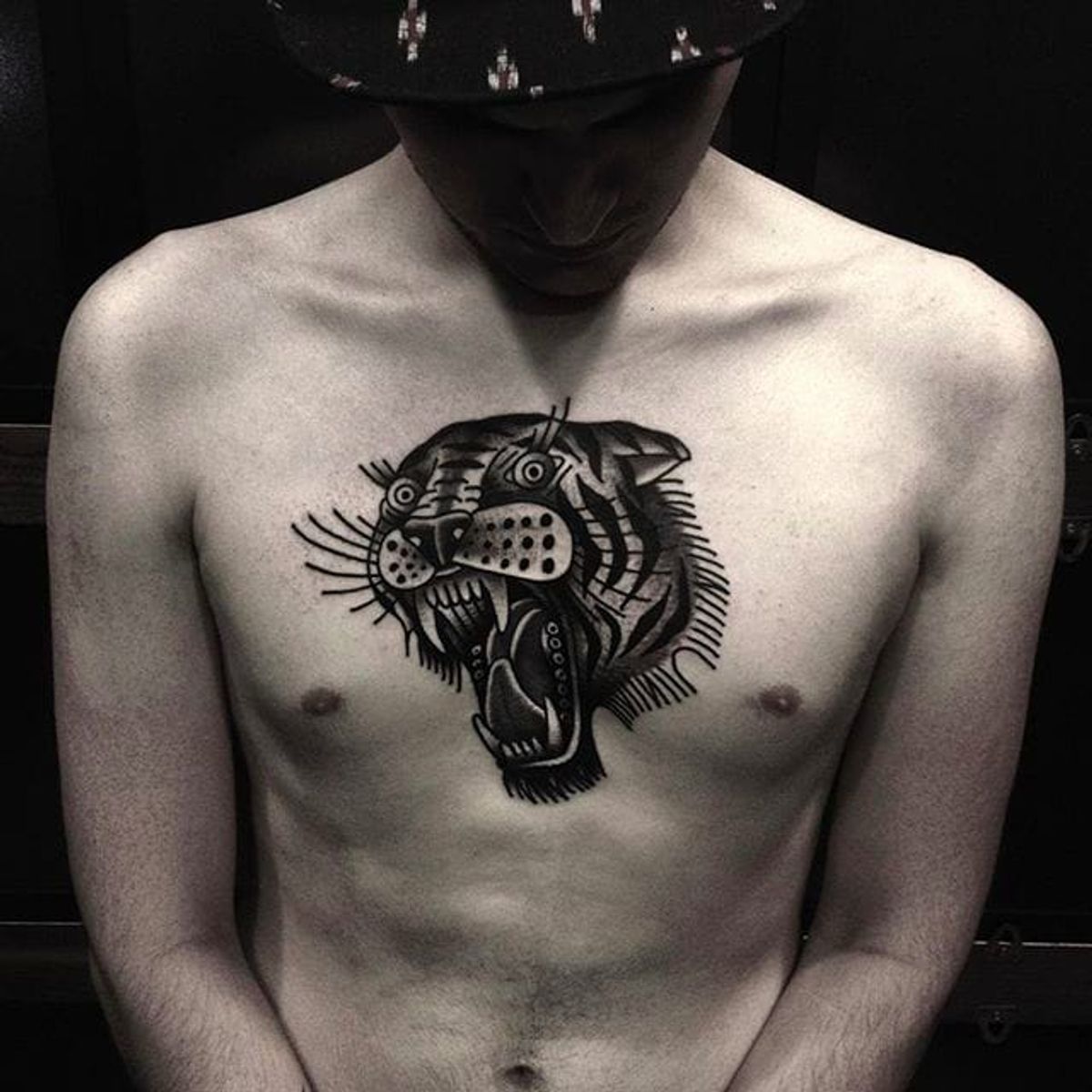Tattoo uploaded by rcallejatattoo • Tiger head chest tattoo by Andre ...