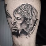Cool Kurt Cobain tattoo by Cutty Bage #CuttyBage #sketch #sketchstyle #blackwork #kurtcobain