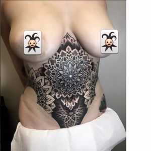 WIP torso tattoo by Matt Stopps #MattStopps #monochrome #ornamental #mandala