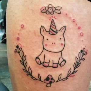 Unicorn tattoo by Bona Sunama. #BonaSunama #BonaSunamaRaquel #simple #cute #critters #naive #unicorn