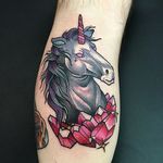 Dark Unicorn Tattoo by Blayne Bius #unicorn #darkunicorn #contemporary #bold #colorful #BlayneBius