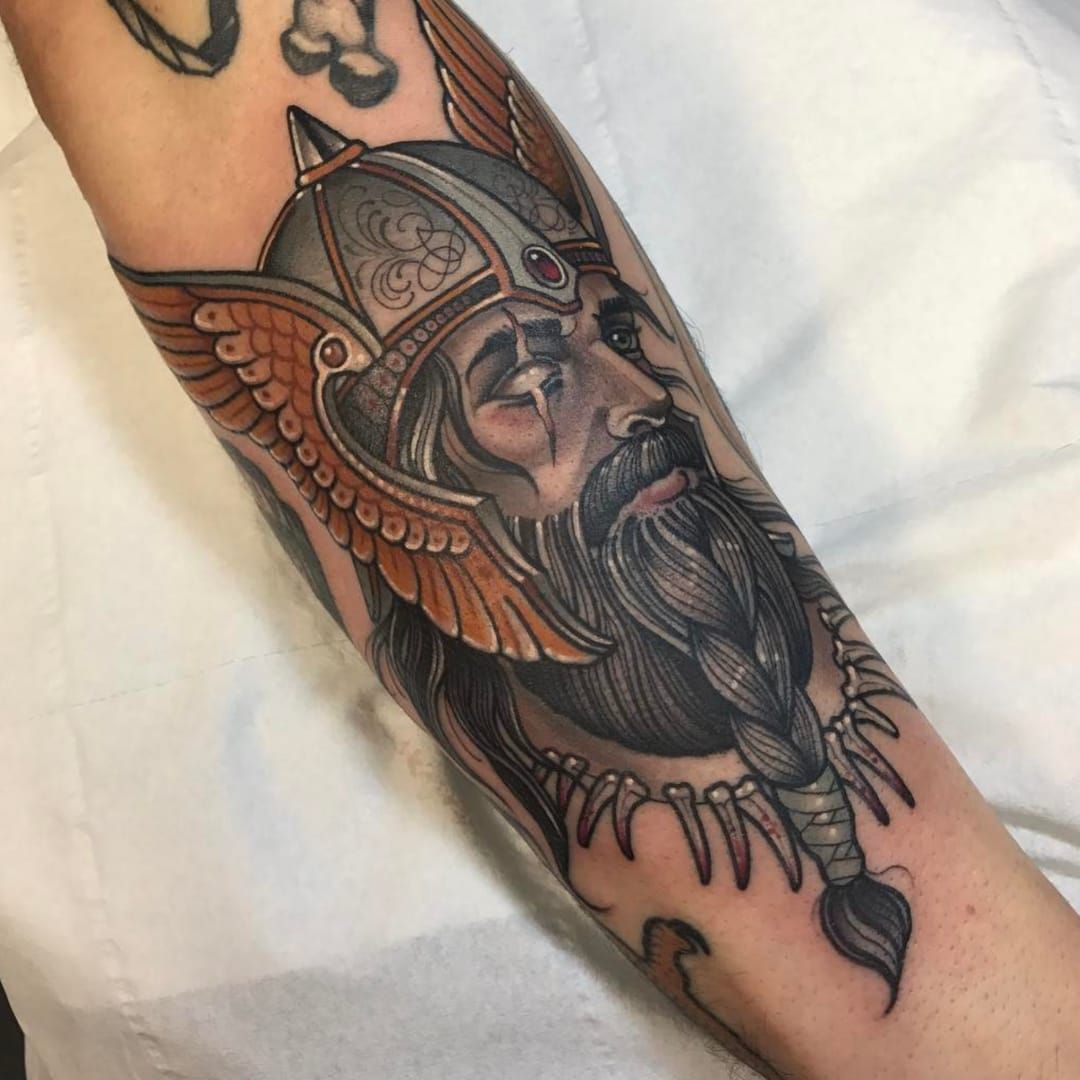 Odin and Valknut by Lariyah at Iron Wings Tattoo in Elgin Illinois  r tattoos