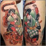 Samurai and tiger tattoo by Matt Cunnington. #japanese #traditionaljapanese #samurai #tiger #MattCunnington